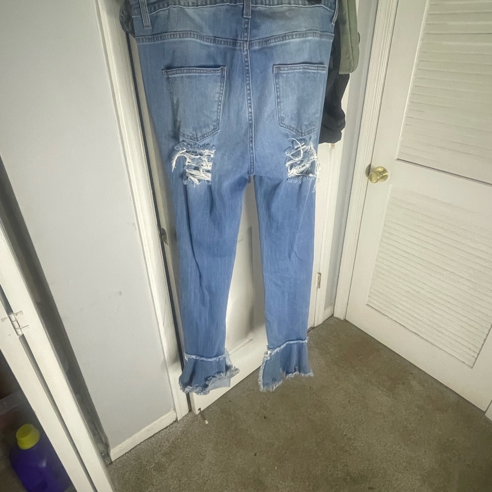 Distressed Blue Jeans